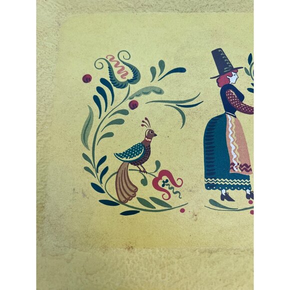 Vintage Kentley Yellow Buffet Trays Set Of 3 Folk Art Design MCM Grand Rapids - Picture 5 of 6